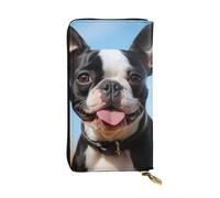 SDTYKHJ Women's Wallet Clutch Large Capacity Long Wallet Lovely Boston Terrier Leather Ladies Card Phone Holder Travel Purse