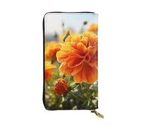 SDTYKHJ Women's Wallet Clutch Large Capacity Long Wallet Marigold Flower Autumn Flowers Leather Ladies Card Phone Holder Travel Purse