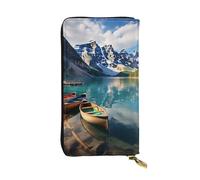 SDTYKHJ Women's Wallet Clutch Large Capacity Long Wallet Moraine Lake Canoes Leather Ladies Card Phone Holder Travel Purse