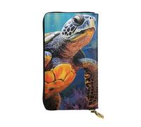 SDTYKHJ Women's Wallet Clutch Large Capacity Long Wallet Painted Sea Turtle Leather Ladies Card Phone Holder Travel Purse