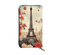 SDTYKHJ Women's Wallet Clutch Large Capacity Long Wallet Paris Vintage Floral Leather Ladies Card Phone Holder Travel Purse