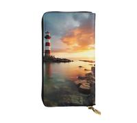 SDTYKHJ Women's Wallet Clutch Large Capacity Long Wallet Rainbows Lighthouse Seaside Leather Ladies Card Phone Holder Travel Purse