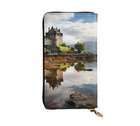 SDTYKHJ Women's Wallet Clutch Large Capacity Long Wallet Scotland Castle Water Lake Scottish Leather Ladies Card Phone Holder Travel Purse