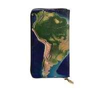 SDTYKHJ Women's Wallet Clutch Large Capacity Long Wallet South America Satellite Image Leather Ladies Card Phone Holder Travel Purse