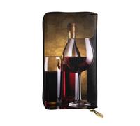 SDTYKHJ Women's Wallet Clutch Large Capacity Long Wallet Three Wine Bottles and Glass Over Leather Ladies Card Phone Holder Travel Purse
