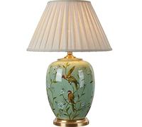 SDUYTDG 24-inch American Ginger Jar Lamp For Bedroom,hand Painted Green Ceramic Bedside Lamp,beige Lamp Shades For Table Lamps,reading Lamp For Study Desk