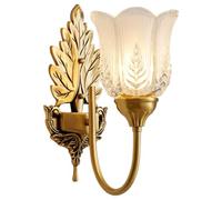 SDUYTDG French Gold Wall Sconce Brass Wall Lamp with Glass Shade | 1-light/2-light,E14,Brass Wall Mount Sconce For Bedroom Living Room Foyer Hallway, Bulb Excluded