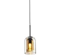 SDUYTEG Single Head Pendant Light With Double-layered Glass Shade,Adjustable Hanging Ceiling Light Metal Chandelier Lighting Droplight For Dining Room, Foyer, Restaurant