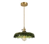 SDUYTEG Vintage Industrial Glass Pendant Ceiling Chandelier Lighting With Green Glass Brass Finish For Living Room Dining Room Bedroom Kitchen Island Bar Counter