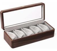 SDVantage Wooden Watch Boxes Holder Storage Display Box Organizer Retro Casket Solid Wood Transparent Glass 5 Epitopes Watches Case