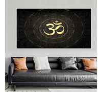 SDVIB Abstract Hindu Om Icon Canvas Painting Nordic Gold Hinduism Posters and Prints Wall Art Pictures Living Room Decor 80x160cm Frameless