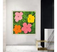 SDVIB Andy Warhol《Flowers》Canvas Oil Painting Artwork Poster Decorative Print Picture Wall Decor Home Decoration Wall Artwork 50x50cm Frameless