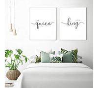 SDVIB Canvas Painting His Queen Her King Quote Posters and Prints Bedroom Melanin Wall Art Black White Beauty Home Decoration 30x45cm-2Pieces Frameless