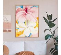 SDVIB Georgia O'keeffe Flower Painting Hibiscus with Plumeria Canvas Prints,Okeeffe Exhibition Poster,Okeeffe Wall Art Picture Decor15.7”x 19.6”(40x50cm) No frame