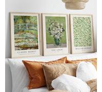 SDVIB Green Prints Flower Gallery Wall Set William Morris Claude Monet Vintage Posters Muted Botanical Art Decor(50x70cm/3PCS Frameless)