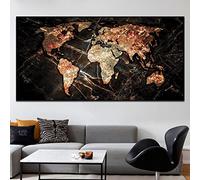 SDVIB Marble World Map Poster and Prints HD Canvas Painting Abstract Map Wall Art Pictures Modern Living Room Home Wall Decor 80x160cm Frameless