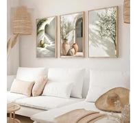 SDVIB Mediterranean Boho Canvas Wall Art Print Olive Tree Orange Tree Pottery Poster for Living Room Home Decor(60x80cm/3PCS Frameless)