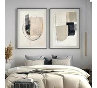 SDVIB Minimalist Round Geometric Abstract Wall Art Poster Black and Beige Neutral Wall Posters Living Room Bedroom Decor(50x70cm/2PCS Frameless)