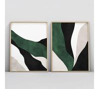 SDVIB Modern Abstract Emerald Jewel Green Lines Color Block Posters Prints Canvas Paintings Minimalist Wall Art Picture Decor 40x60cm-2Pieces Frameless