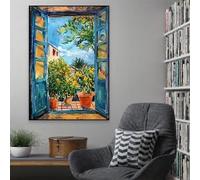 SDVIB Open Window Henri Matisse Print Poster Henri Mediterranean Sea Orange Tree Coastal View Canvas Painting Home Decor(60x90cm/Frameless)
