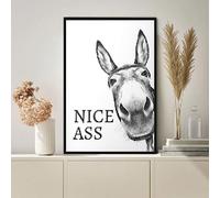 SDVIB Quote Funny Sign Nice Ass Canvas Painting Vintage Donkey Poster and Prints Wall Art for Toilet Decoration Bathroom Decor Picture 60x80cm Frameless