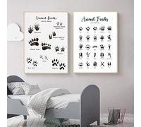 SDVIB Woodland Animal Tracks Poster Animal Tracking Footprints Canvas Painting Wall Art Picture Rustic Nature Children room Decor19.6”x 27.5”(50x70cm) x2 No frame