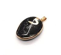 SDVUAHUJ 32x44mm Semi-precious Stone Pendants Charms Oval Shaped Gold Color Edged Irregular Shaped DIY 1Pcs