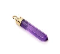 SDVUAHUJ Hexagonal Prism Shaped Semi-precious Stone Pendants Crystal Pillar DIY For Necklace 2Pcs(Amethyst -2pcs)