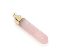 SDVUAHUJ Hexagonal Prism Shaped Semi-precious Stone Pendants Crystal Pillar DIY For Necklace 2Pcs(Rose quartz -2pcs)
