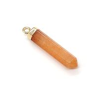 SDVUAHUJ Hexagonal Prism Shaped Semi-precious Stone Pendants Crystal Pillar DIY For Necklace 2Pcs(Yellow -2pcs)