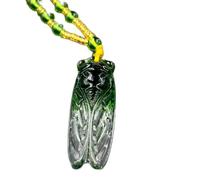 SDWGSD Jade Carved Cicada Lucky Amulet Pendant, Lucky Amulet Lovers Jade Necklace, Lucky Wealth Ward Off Evil Spirits Necklace Inspirational Gift for Women Men, agarwood, Agate