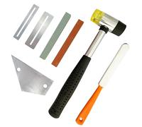 sdwutong 7Pcs Guitar Luthier Tool Kit Guitar Fret Crowning Luthier File Stainless Steel Fret Rubber Hammer Tool Kit Fingerboard Guards Protectors and Grinding Stone for Musical Instrument