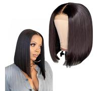 SDXCJY 12 Inch Bob Wig Human Hair Short Bob Wig Human Hair Short Natural Hairline with Baby Hair Straight Frontal Bob Wigs for Black Women Natural. (Black)