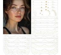 SDXCJY 16 Sheets Glitter Freckles Face Tattoo, Face Glitter Speckles Patches,Waterproof Metallic Cute Star Temporary Tattoo Stickers Makeup Festival Rave Accessories (16pcs)