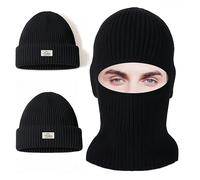 SDXCJY 2 Pairs Balaclava Ski Mask Thermal Face Mask -One Cap for Two Purposes,Multifunctional Breathable Windproof for Outdoors Beanie Hat for Winter Sports. (UK, Alpha, One Size, Black)