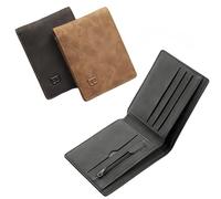 SDXCJY 2 PCS Mens Leather Wallets Set,Slim Minimalist Design with Card Holders,Ideal for Work, Business Travel,for Fathers Day, Birthday Gifts for Dad, Husband, Boyfriend (2pcs)