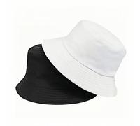 SDXCJY 2 Pieces Bucket Hat,Summer Fisherman Sunshade Caps,Brimmed Sun Hat for Festival or Beach Holiday,Hiking Camping Shopping Holidays Golf Hiking Outdoor (UK, Alpha, One Size, L, White and Black)