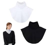 SDXCJY 2 Pieces Women's Faux Turtleneck Women Fake Turtleneck Half Top Mock Blouse Dickey Collar,Winter Keep Warm Turtleneck Unisex Tie Outfits. (1*Black,1*White)