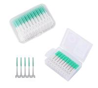 SDXCJY 200pcs Interdental Brushes, Silicone Dental Brushes Picks Interdental Brush,Dual-Use Interdental Brushes, Portable Tooth Gap Brush,Silicone Floss for Oral Cleaning (Green, One Size) (200)