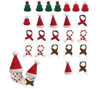 SDXCJY 24pcs Christmas Mini Knit Hats & Scarf Set Tree Ornaments Santa Claus Cap Hat Bottle Cap Decoration with Scarf for DIY Handmade Snowman Decoration Gift Christmas Party