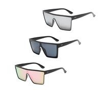 SDXCJY 3 Pairs Oversized Square Sunglasses,Flat Top Oversized Square Sunglasses for Women Men Vintage glasses Big Frame Fashion Shades for Outdoor Activities, Party (3pcs)