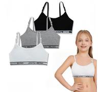 SDXCJY 3 Pieces Training Bras Sports Underwear Girls Sports Bra with Removable Bust Pad and Adjustable Strap Sport Bra Training Bras for Teenage Girls 9-16 Years (UK, Age, One Size, Regular, 3pcs)
