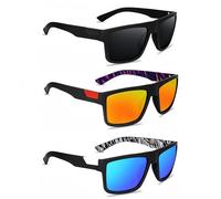 SDXCJY 3PCS Polarised Sunglasses for Men & Women, UV400 Protection, Retro Lightweight Frame, Ideal for Driving, Cycling & Fishing (Black,Blue,Orange)