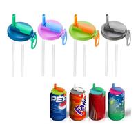 SDXCJY 4 Pack Reusable Silicone Soda Can Lids with Straws,Leak Resistant Covers for 2.13" Cans,Multi-Colour Set,Ideal for Outdoor, Picnic, Party,Suitable for Adults & Kids (4pcs)