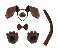 SDXCJY 5 Pieces Puppy Dog Costume Set,Dachshund Dog Set Include Puppy Ears Headband Bowtie Fake Nose Tail Gloves Bowtie Animal Costume Accessories for Halloween Theme Party (Brown) (color)