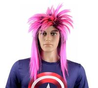 SDXCJY Adult 80's Pink Rocker Punk Disco Costume,Hard Rocker Wig Rocker Fancy Dress Wig Rocker Dress Accessories for Party Halloween Carniva (Pink)