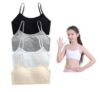 SDXCJY Girls Sports Bra Training Bras Sports Underwear Cotton Training Bra for Kids with Removable Bust Pad for 9-16 Years (UK, Age, One Size, Regular, 4pcs)