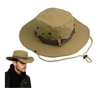 SDXCJY Men & Women's Adjustable Buckle Safari Sun Hat, Jungle Style, Perfect for Fishing, Hiking & Outdoor Activities. UV-Protected and Foldable. (UK, Alpha, One Size, L, Khaki)