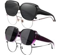 SDXCJY Polarized Sunglasses Fit Over Glasses for Men Women, Face Shadow Polarized Sunglasses Square Sun Glasses UV400 Protection (2pcs)