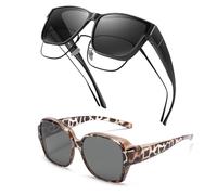 SDXCJY Polarized Sunglasses Fit Over Glasses for Men Women, Face Shadow Polarized Sunglasses Square Sun Glasses UV400 Protection (2pcs)